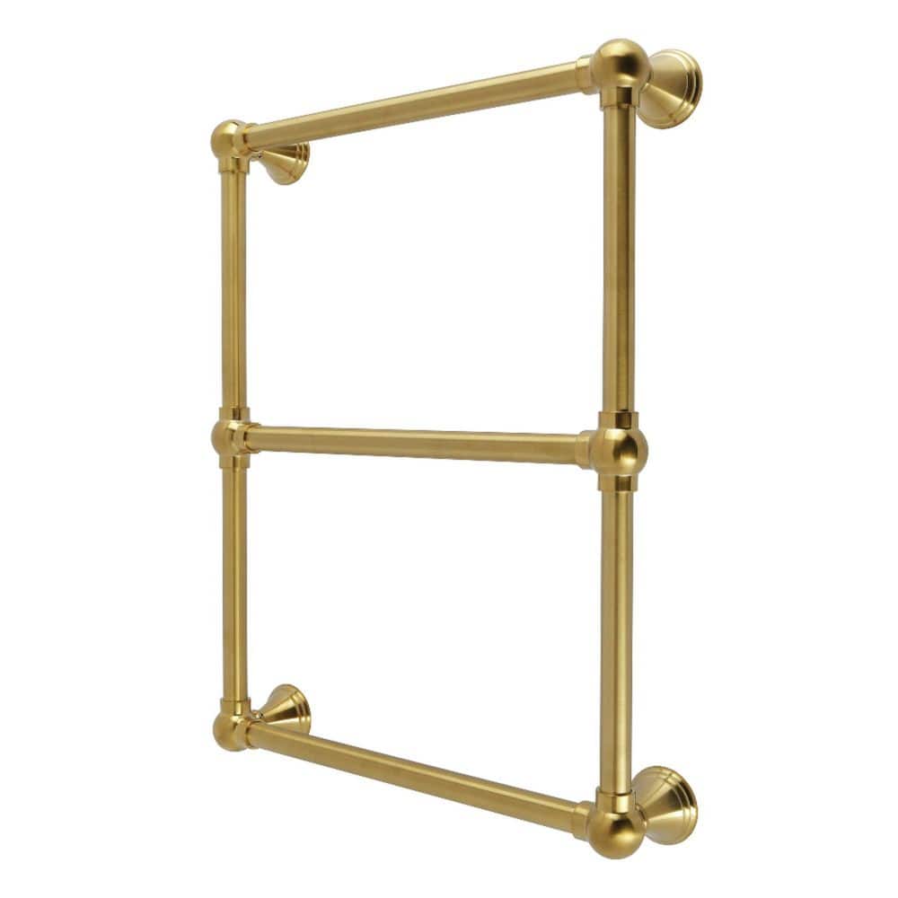 Kingston Brass Maximilien 3-Bar Freestanding Towel Rack in Brushed Brass