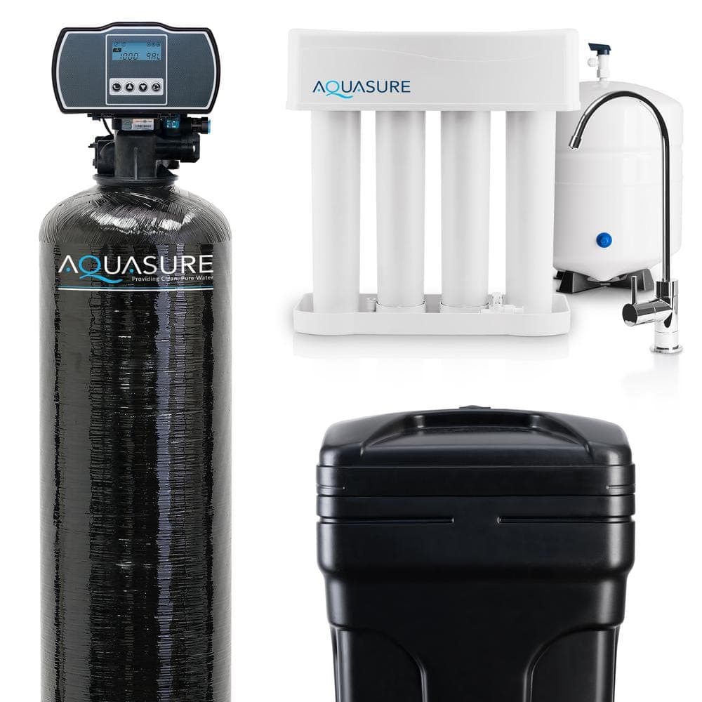 AQUASURE Whole House Water Softener/Reverse Osmosis Drinking Water Filter Bundle (48,000 Grains) (1)