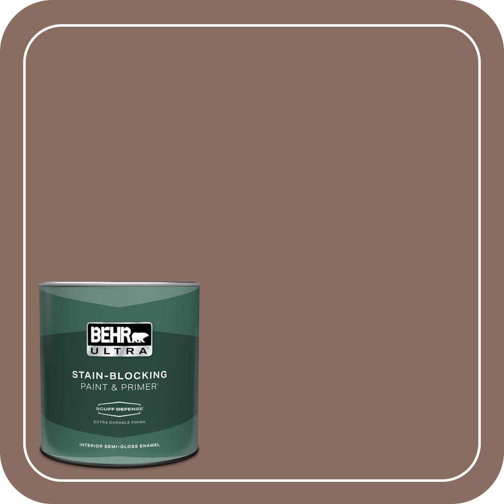 BEHR ULTRA 1 qt. #N150-5 French Truffle Extra Durable Semi-Gloss Enamel Interior Paint & Primer