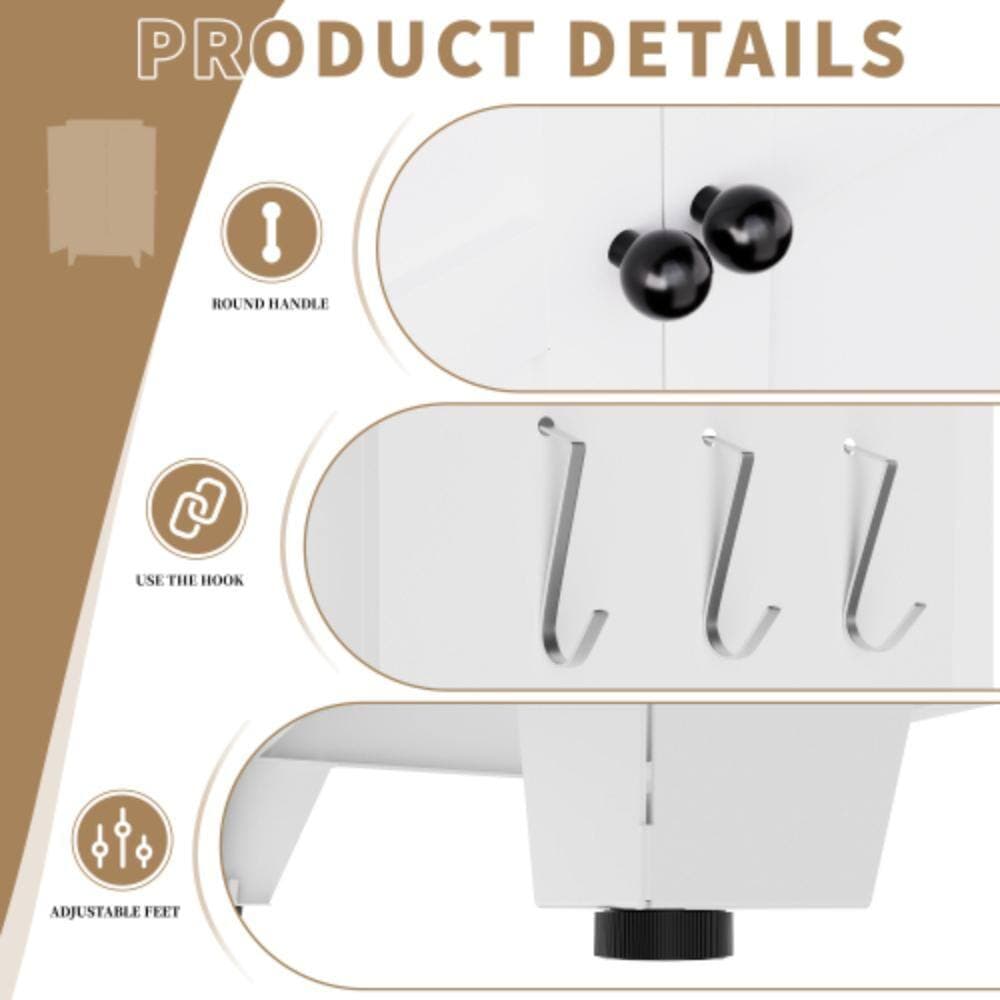 Unbranded 23.7 in. W x 11.9 in. D x 47.3 in. H Bathroom White Linen Cabinet (3)