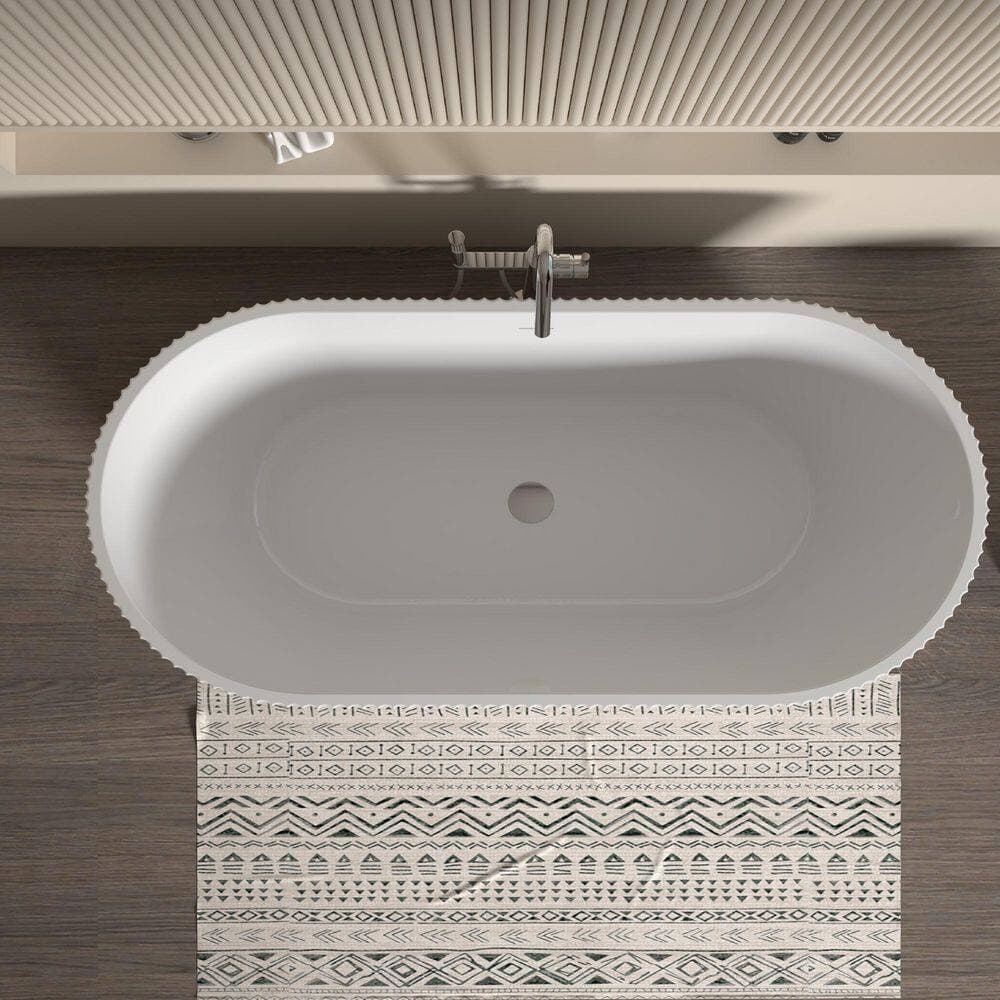 TONA Harp-F 67 in. in. x 31 1/2 in. in. Freestanding Soaking Acrylic Bathtub,with Drain 2 in. Gloss White (2)