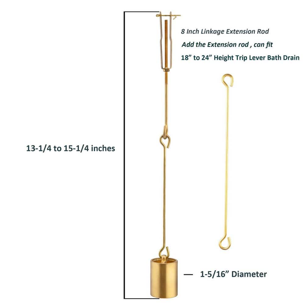 Wudkey 1-Piece Tub Drain Linkage in Brass with Trip Lever, Strainer Done Cove and Mounting Hardware for Trip Lever Bath Tub (3)