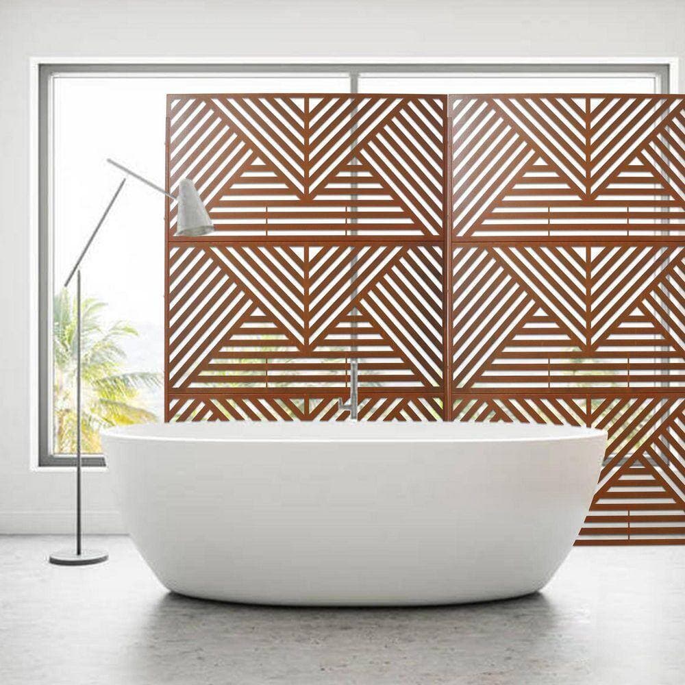 Coporesell 76 in. 48 in. Freestanding Decorative Privacy Screen Metal for Deck Balcony Patio (3)