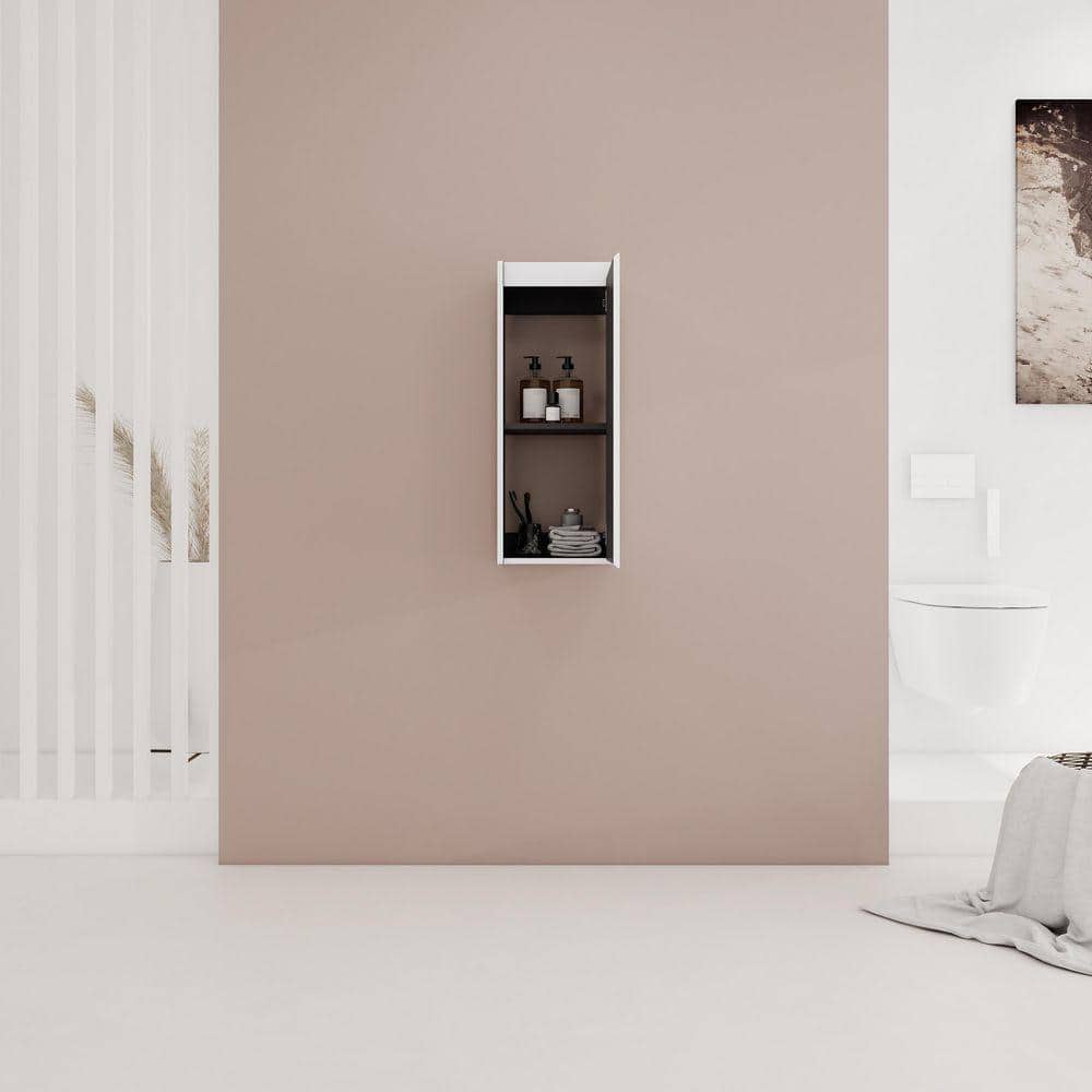 UPIKER Modern 11.81 in. W x 9.81 in. D x 29.5 in. H Bathroom Storage Wall Cabinet in White (2)