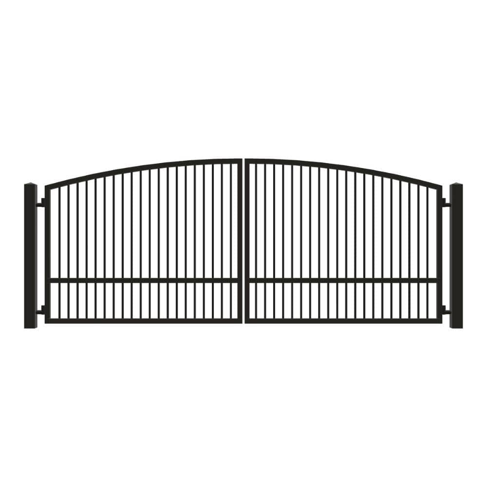 Unbranded Driveway Gate — Swing, Center, Arch, Single, Black — 184"W x 72"H (1)