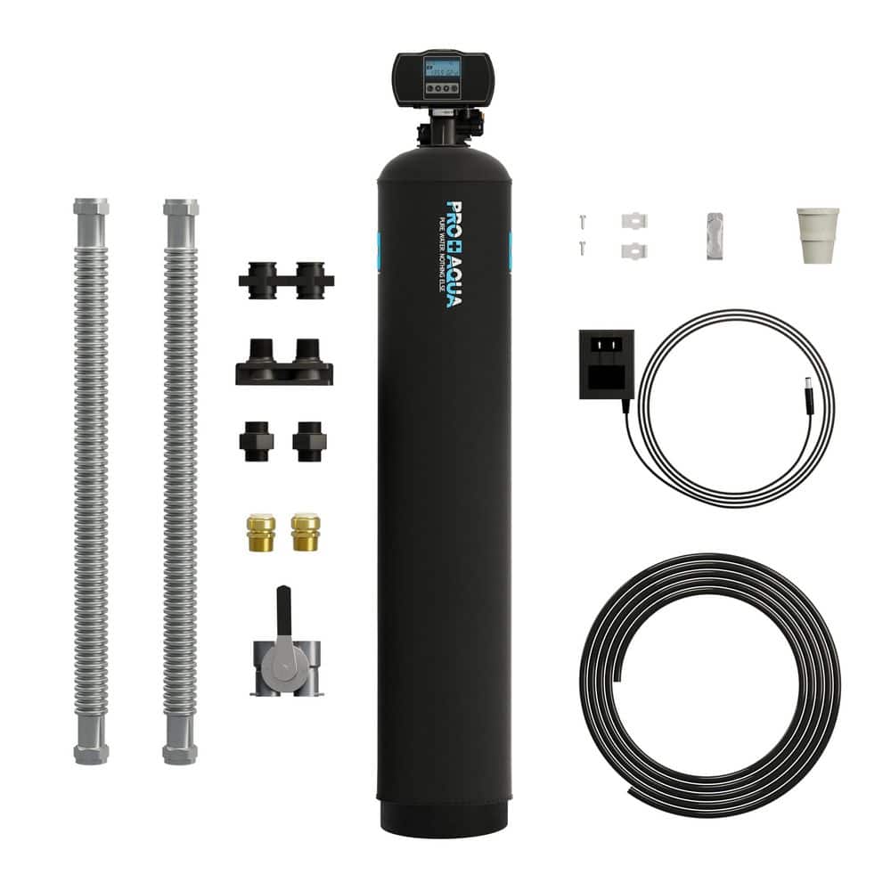 PRO+AQUA Whole House Well Water Filtration System Filters Iron Sulfur Manganese and More 1 in. Digital Valve 1 cu. ft.
