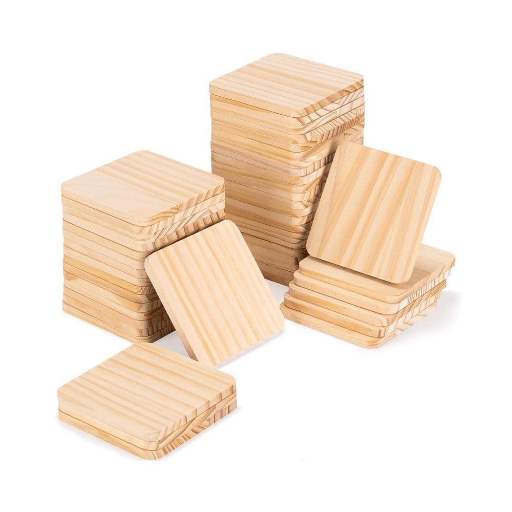 Afoxsos 0.35 in. x 4 in. x 4 in. Unfinished Natural Wood Circles for DIY Crafts Project Panel (36-Pack) (1)
