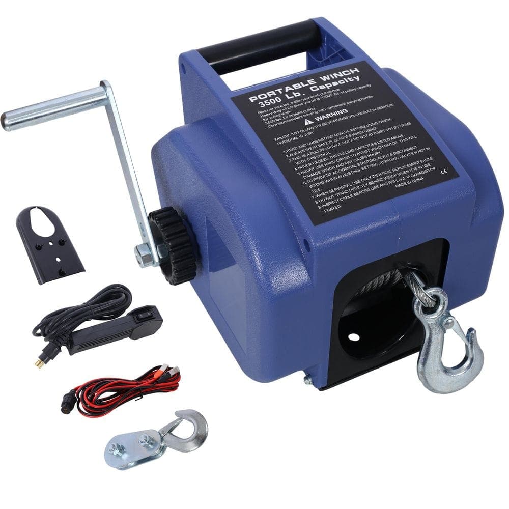 Amucolo 12v Trailer Winch, Reversible Electric Winch, for Boats up to 6000 lbs. Galvanized Wire Rope, with Extra Pulley Hook (1)