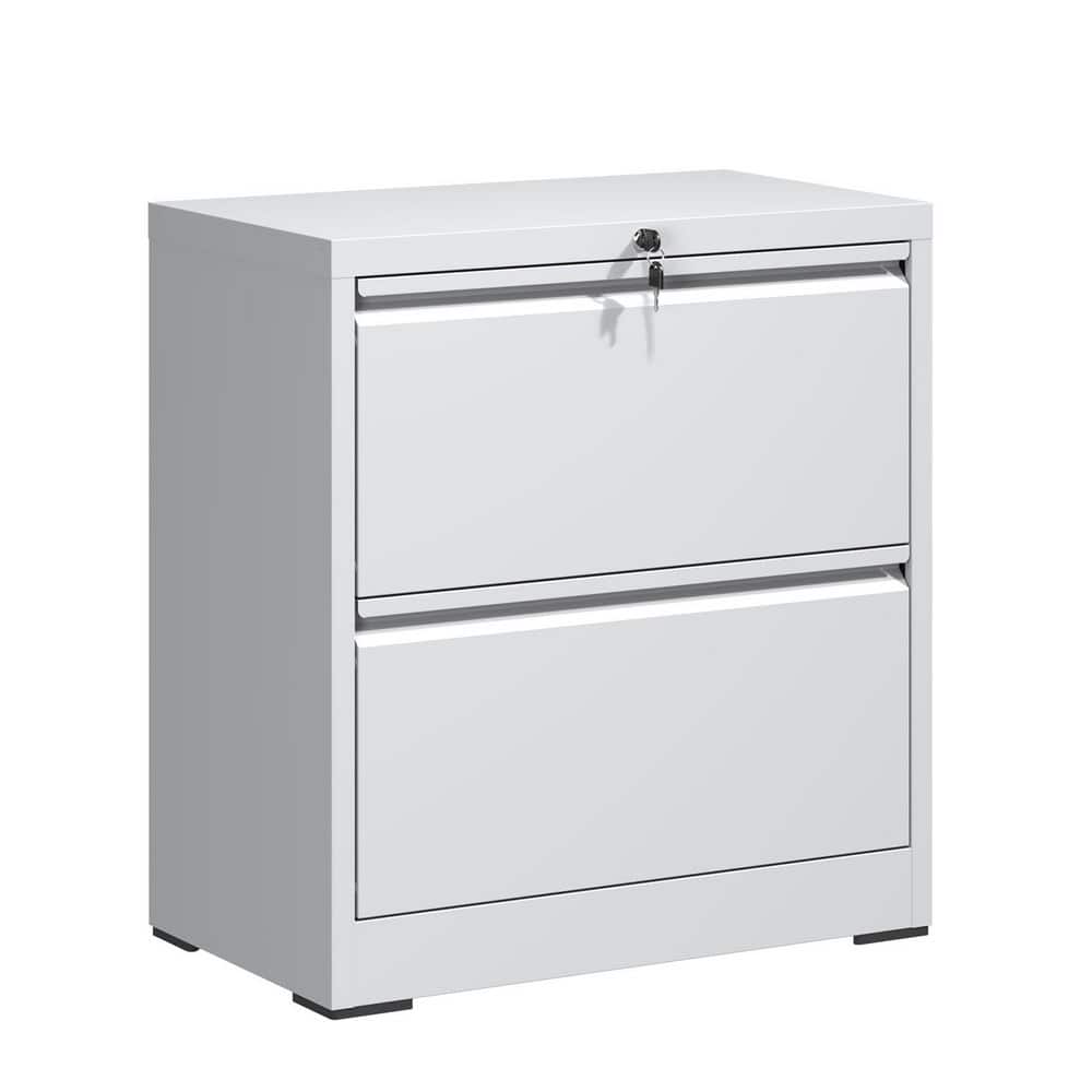 Tidoin Modern 2-Drawer White Metal 27 in. W Vertical File Cabinet with Lock (1)