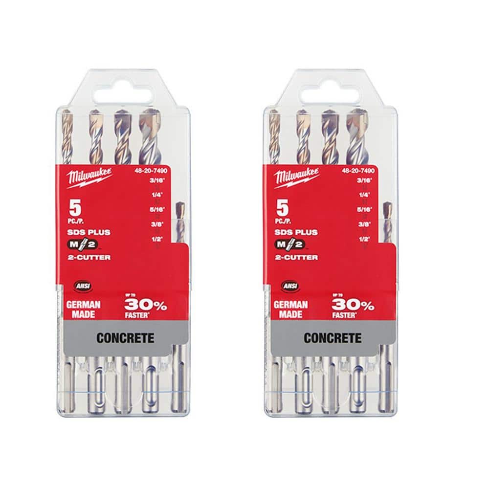 Milwaukee 2-Cutter SDS-PLUS Carbide Hammer Drill Bit Set (10-Piece)