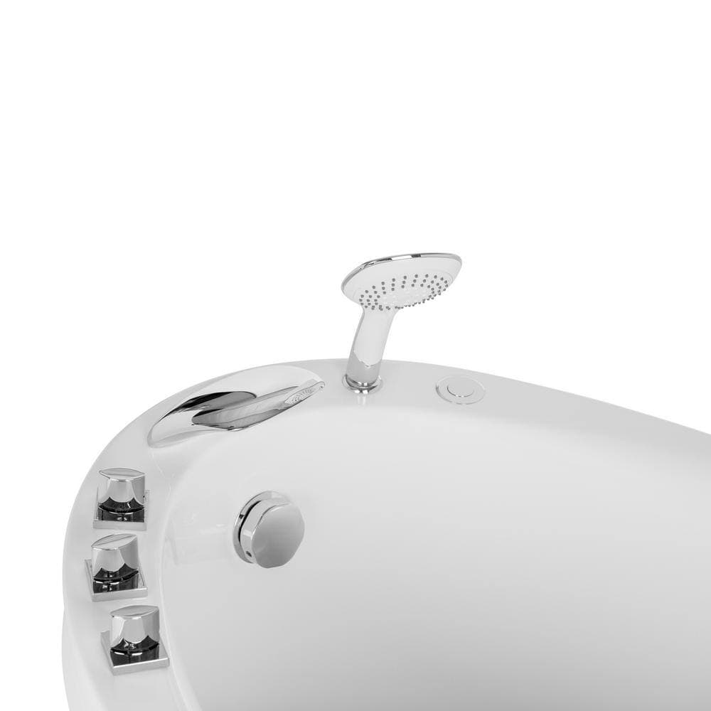 Empava Center Drain Acrylic Flatbottom Air Bath Deep Soaking Freestanding Bathtub with Tub Filler- Hand Shower (4)