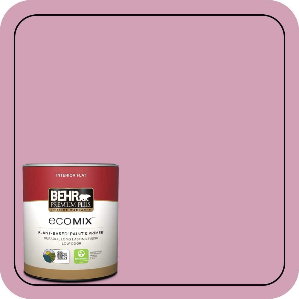 BEHR PREMIUM PLUS 1 qt. #M130-4 Raspberry Smoothie Flat EcoMix Plant-Based Interior Paint & Primer (1)