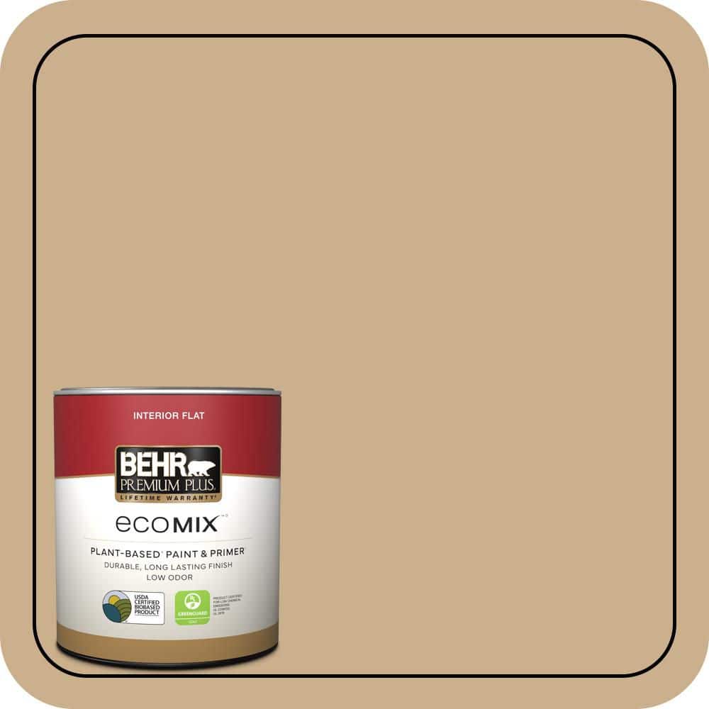 BEHR PREMIUM PLUS 1 qt. #PPU7-20 Raffia Ribbon Flat EcoMix Plant-Based Interior Paint & Primer (1)