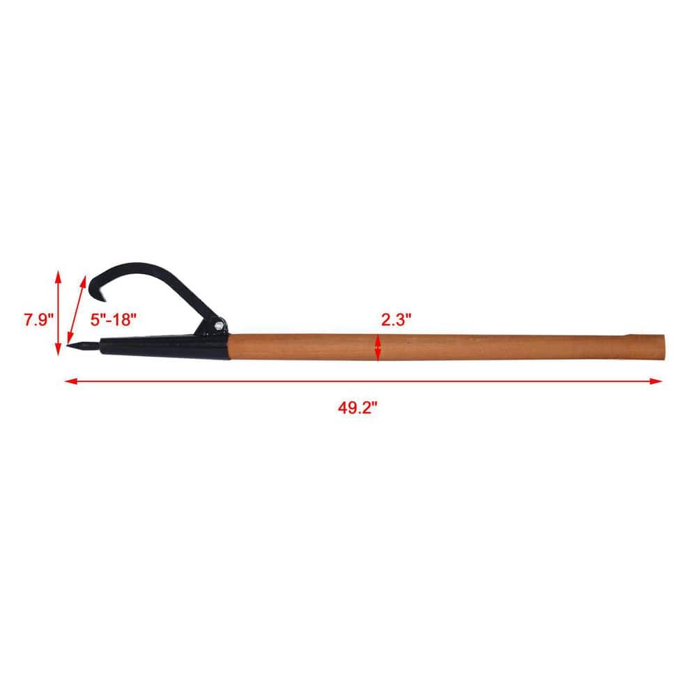Amucolo Log Peavy 49 in. Wood Loging Tool, Log Roller Tool Loging Cant Hook Wooden Handle (2)