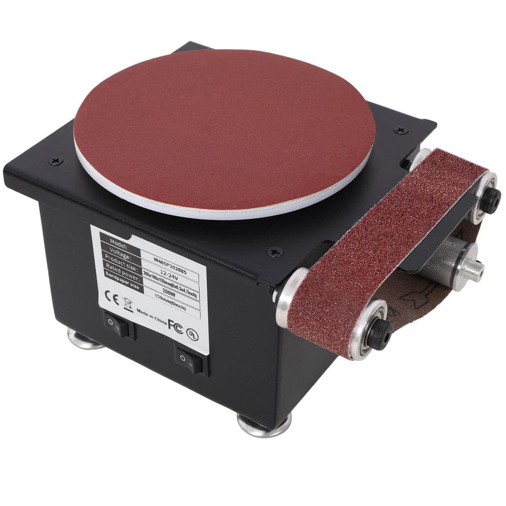 Amucolo 2-in-1 Mini Belt Disc Sander, Bench Grinder Small Spindle Sander Machine, Adjustable Speed Electric Sander (1)