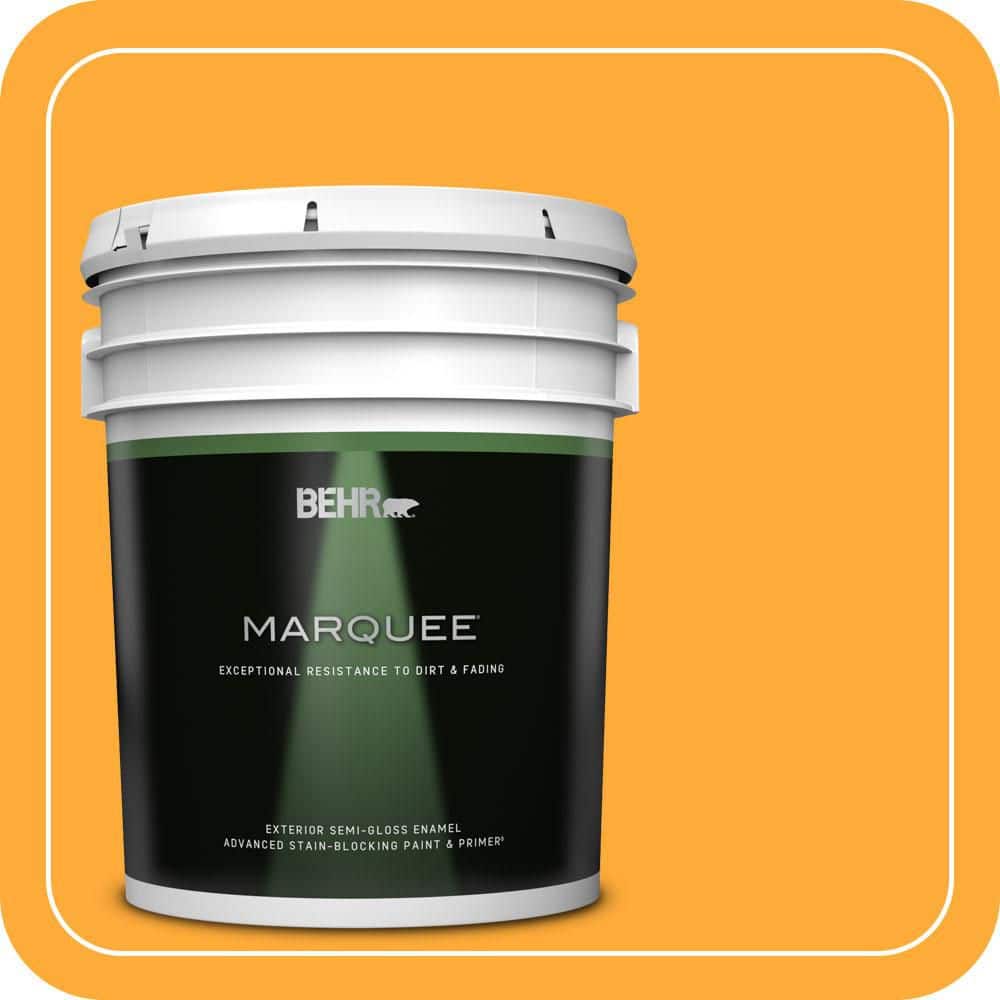 BEHR MARQUEE 5 gal. #S-G-310 Peach Butter Semi-Gloss Enamel Exterior Paint & Primer