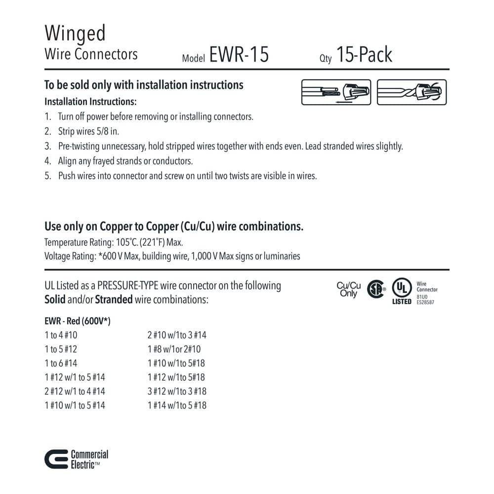 Commercial Electric Winged Wire Connectors, Red (15-Pack) (4)