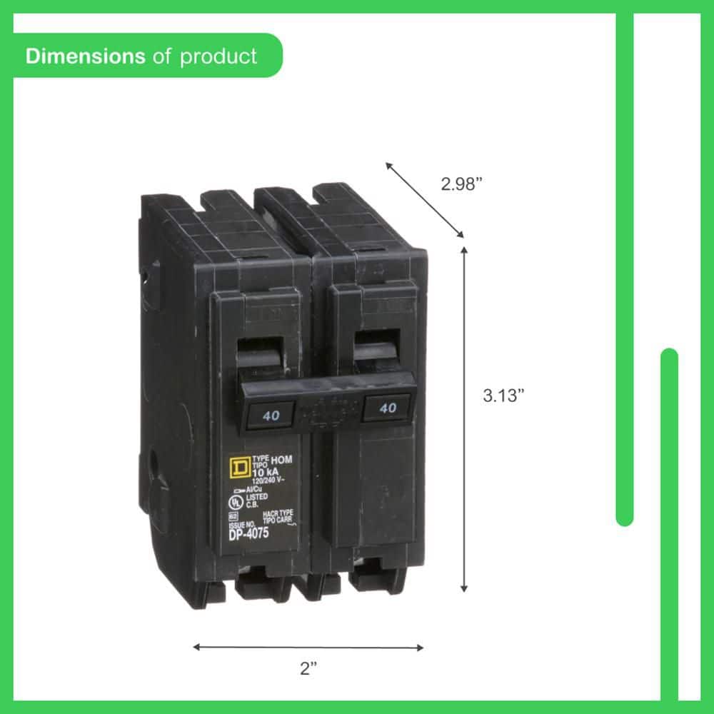 Square D Homeline 40-Amp 2-Pole Circuit Breaker (HOM240CP) (4)