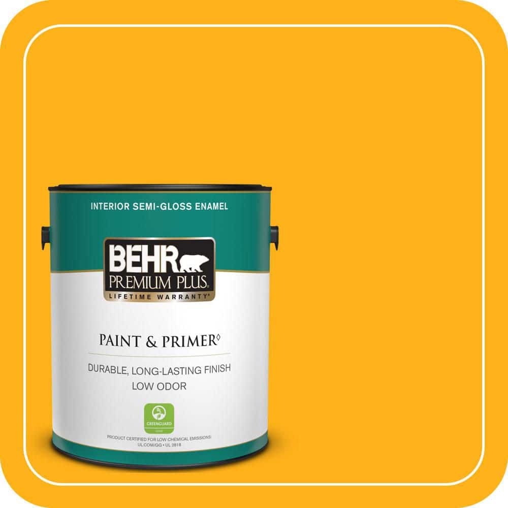 BEHR PREMIUM PLUS 1 gal. #S-G-340 Sun Ray Semi-Gloss Enamel Low Odor Interior Paint & Primer