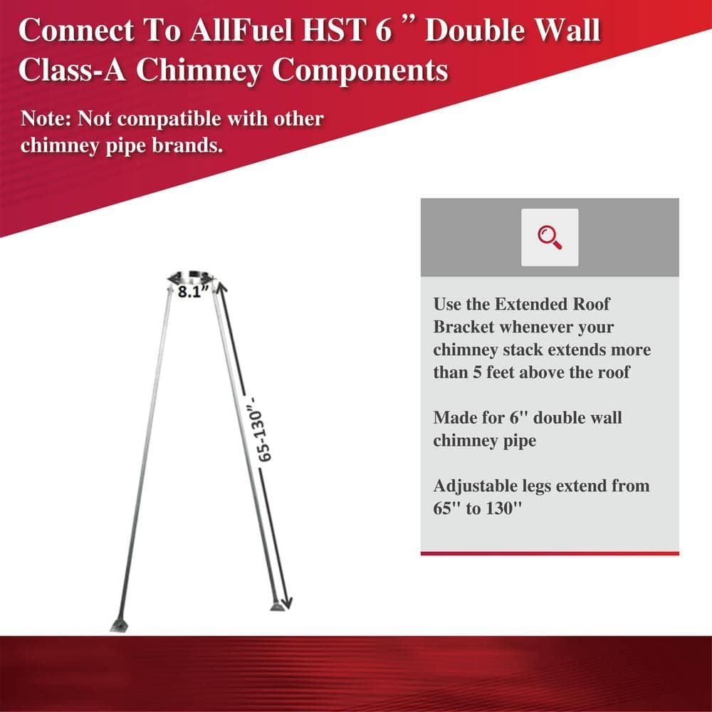 ALLFUEL HST 6 in. x 71 in. Extended Roof Brace for 6 in. Double Wall Chimney Pipe (2)