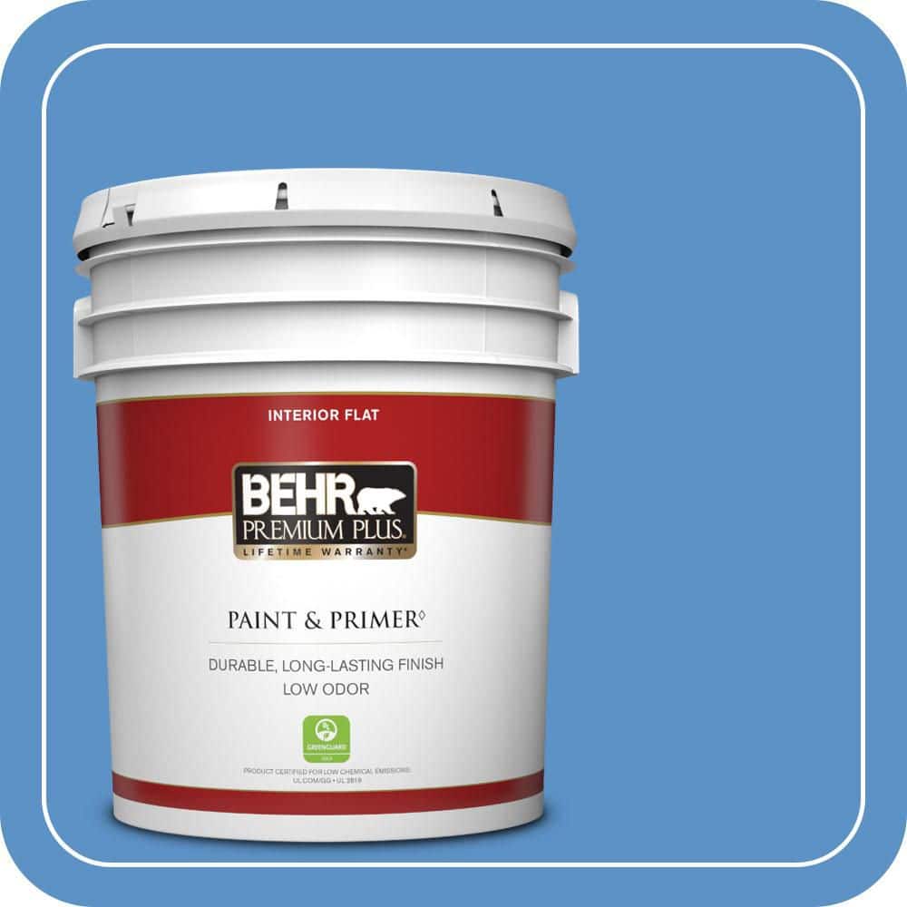 BEHR PREMIUM PLUS 5 gal. #MQ4-26 Come Sail Away Flat Low Odor Interior Paint & Primer