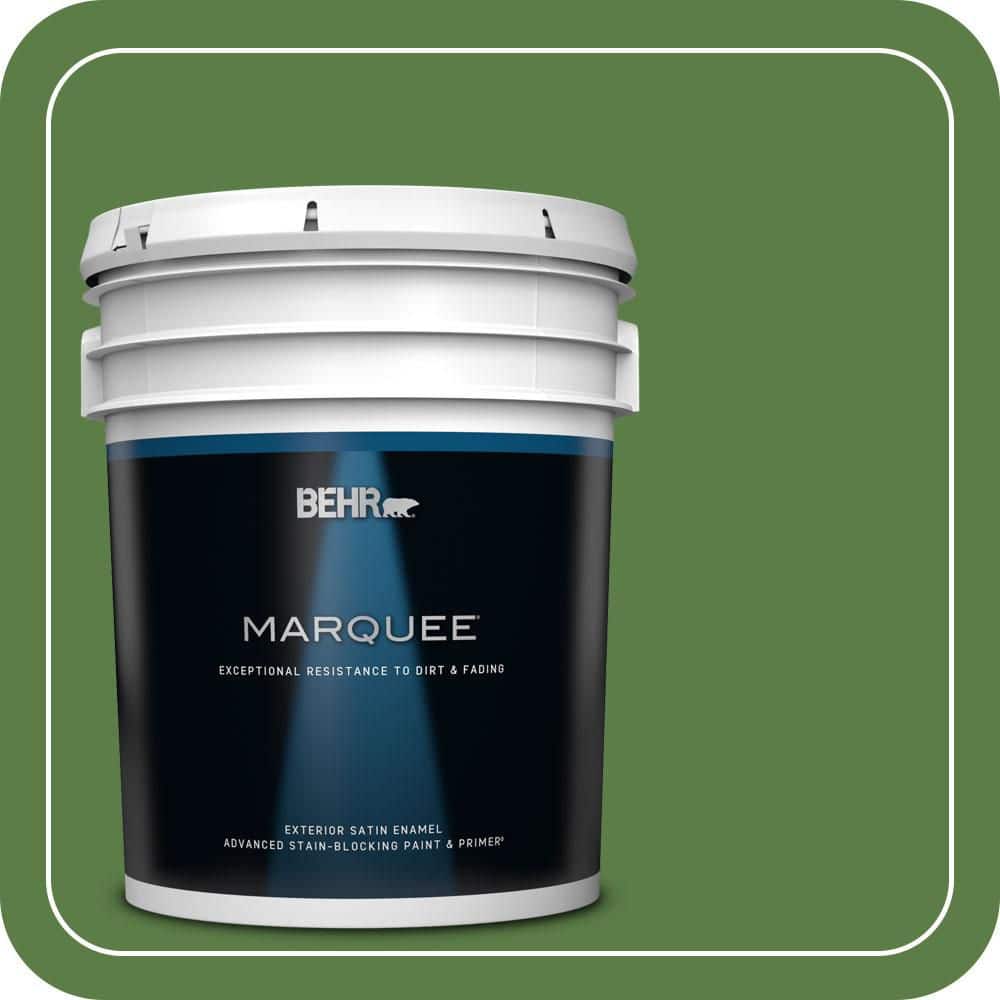 BEHR MARQUEE 5 gal. #440D-6 Grassy Field Satin Enamel Exterior Paint & Primer