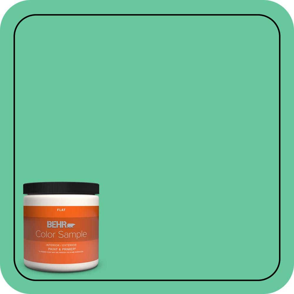 BEHR PREMIUM PLUS #470B-4 Intense Jade Flat Interior/Exterior Paint & Primer Color Sample (1)