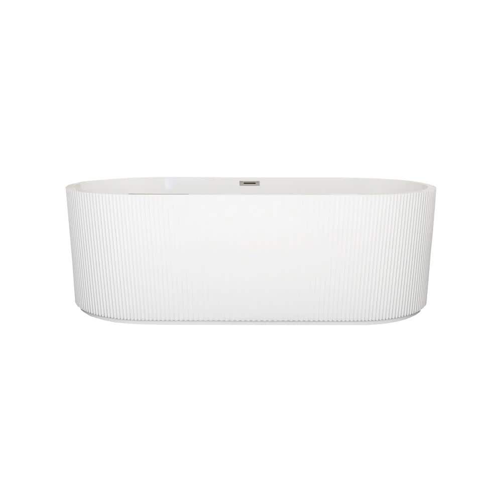Boosicavelly 59 in. x 30 in. Acrylic Freestanding Soaking Bathtub in Glossy White (1)