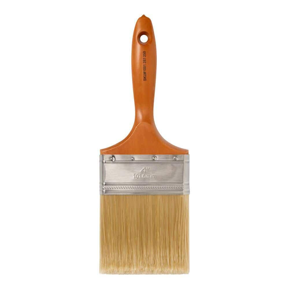 PRIVATE BRAND UNBRANDED Better 4 in. Flat Cut Oil Polyester/Natural Bristle Blend Paint Brush (2)