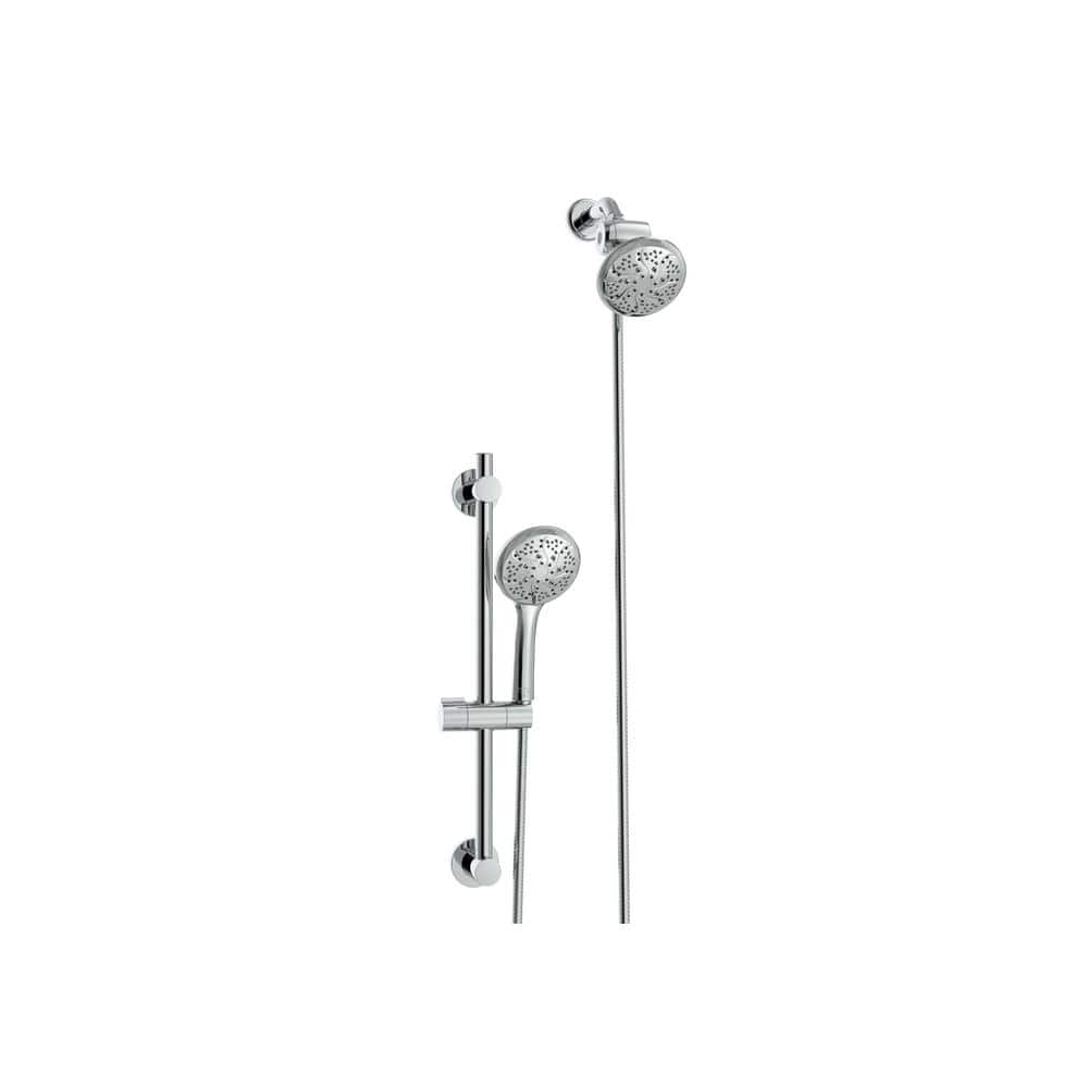 Glacier Bay Wall Bar 6 -Spray Patterns with 1.8 GPM 4.5 in. Wall Mount Dual Shower Heads with Nail Glue Installation in Chome (2)