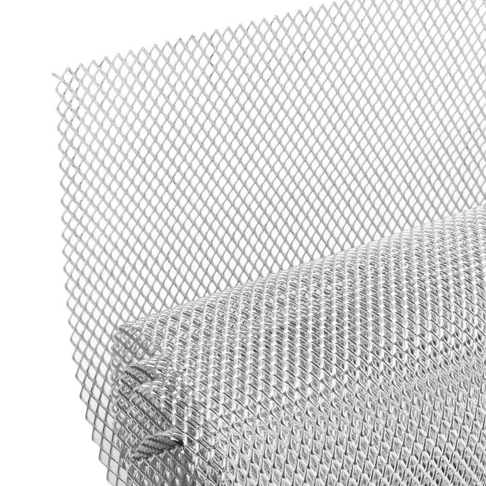 NVNOO 16 in. x 47 in. Aluminum Rhombic Hole Car Pickup Truck Grill Rebar Mesh, Silver (1)