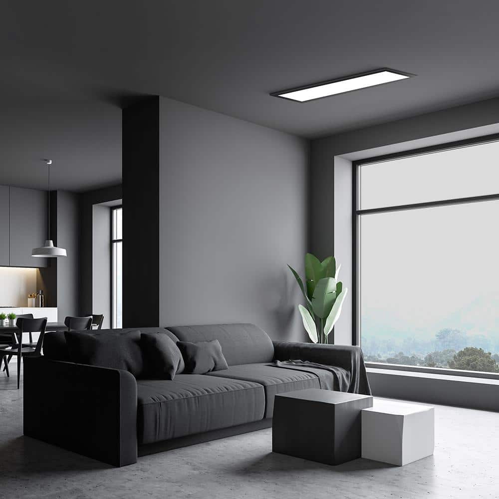 Commercial Electric 1 ft. x 4 ft. 4000 Lumens Dimmable Matte Black Integrated LED Flat Panel Ceiling Flush Mount Fixture, Selectable 5CCT (4)