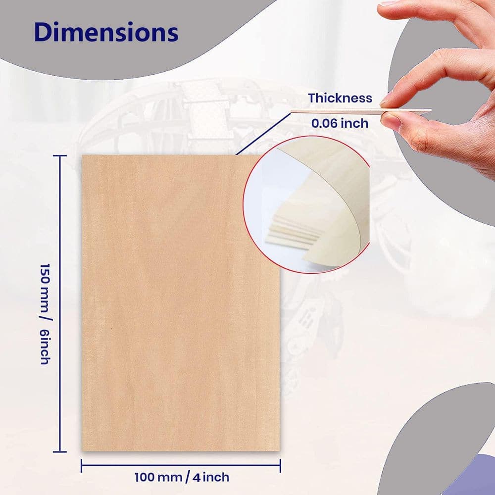 Afoxsos 1/16 in. x 3.94 in. x 5.9 in. Basswood Project Panel - 25-Pack Unfinished Sheets for DIY, Painting, Laser Engraving (2)