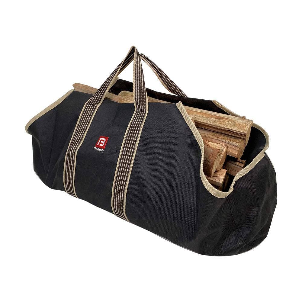 Angel Sar Black Large Canvas Log Tote Bag Firewood Log Carrier for Indoor Fireplace, Efficient Firewood Hauling (2)