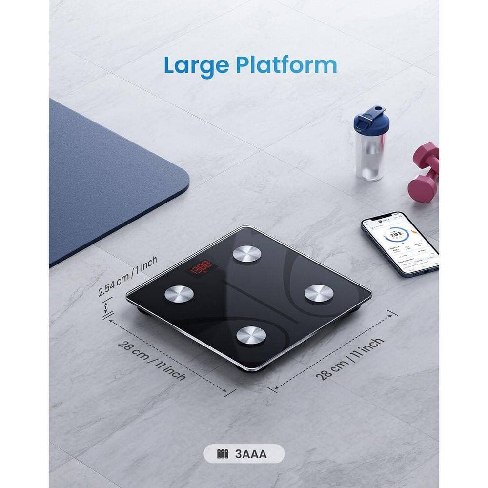 Numhew 1-Piece 400 lb. Smart Scale for Body Weight, Digital Bathroom Scale BMI Weighing Bluetooth Body Fat Scale in Black (2)