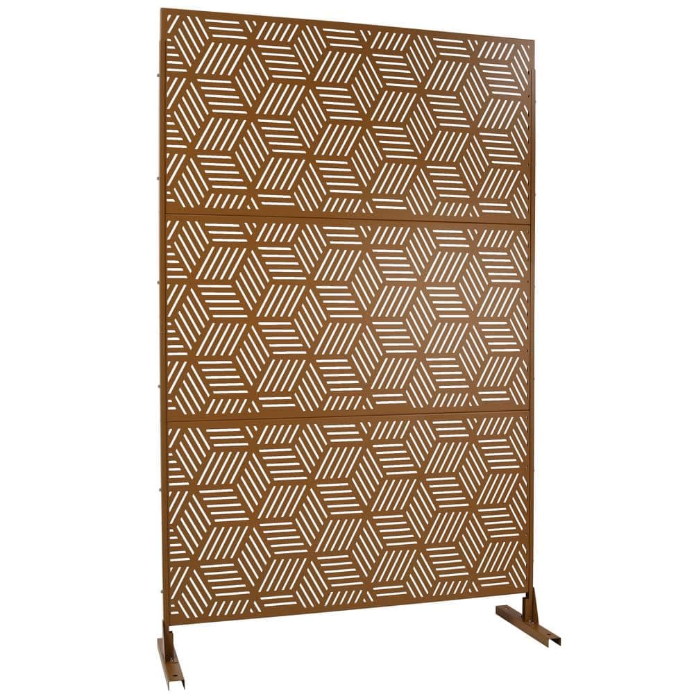 Unbranded 6.3 ft. H x 4 ft. W Brown Outdoor Privacy Screen Metal Garden Fence Decorative Privacy Screen Privacy Screen Panel