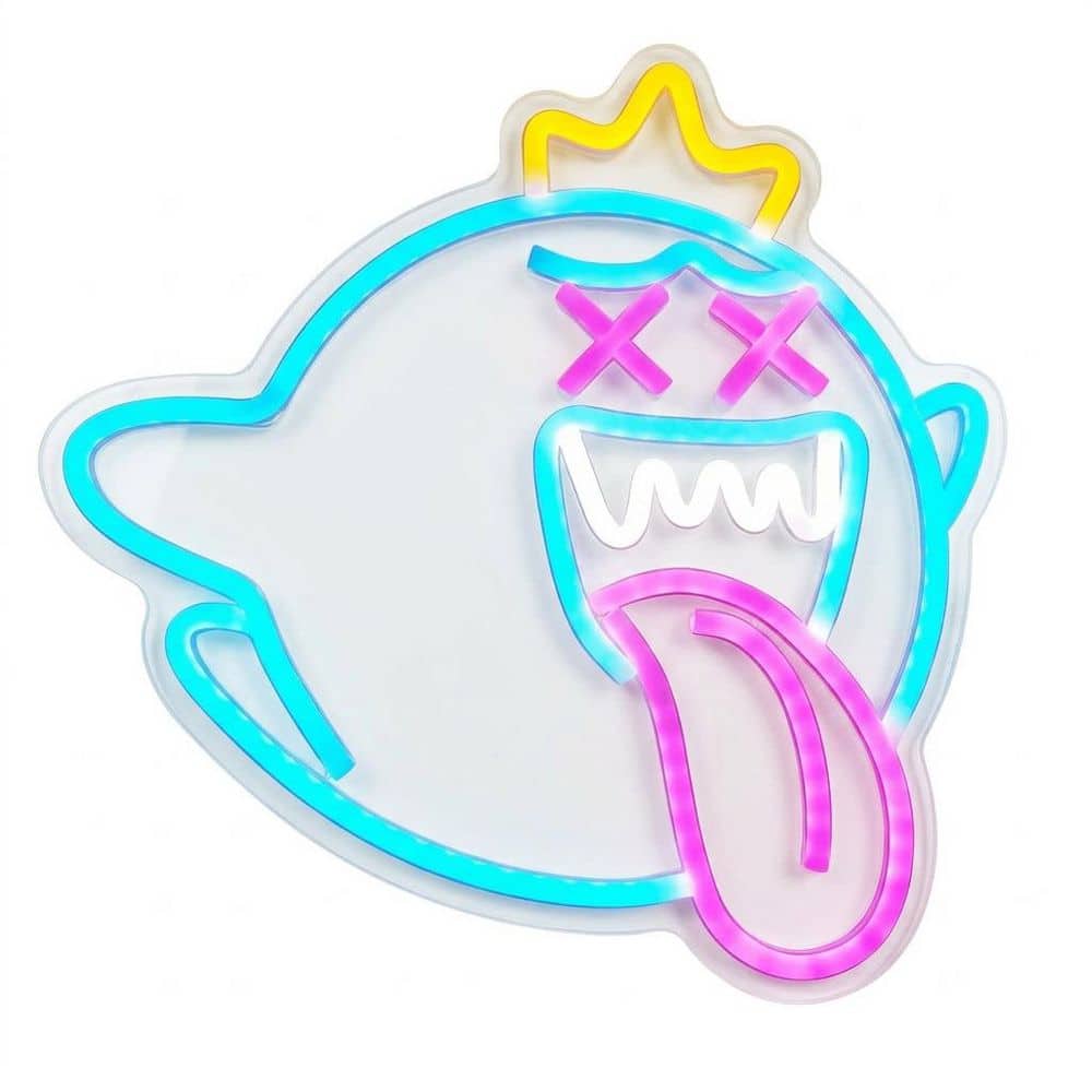 Afoxsos Ghost Gaming Neon Sign Dimmable Switch Rainbow Colors Acrylic PVC Neon Wall Light Game Room Man Cave Decor (1)