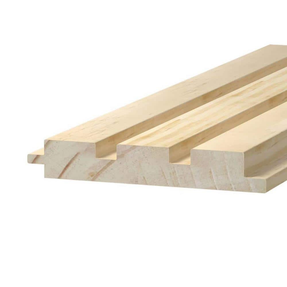 Ejoy 94.4 in. x 5 in x 0.8 in. Solid Wood Wall 3 Grid Siding Board in Original Wood Color (Set of 3-Piece) (2)