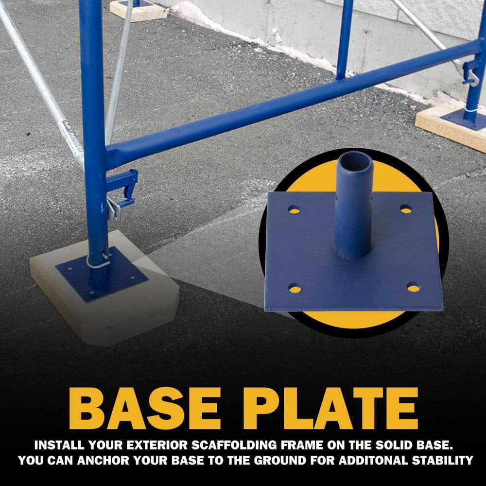 MetalTech 6 in. x 6 in. x 4.5 in. Steel Scaffolding Base Plate, Tool/Equipment for Standard or Arched Scaffold Frame Set (2)