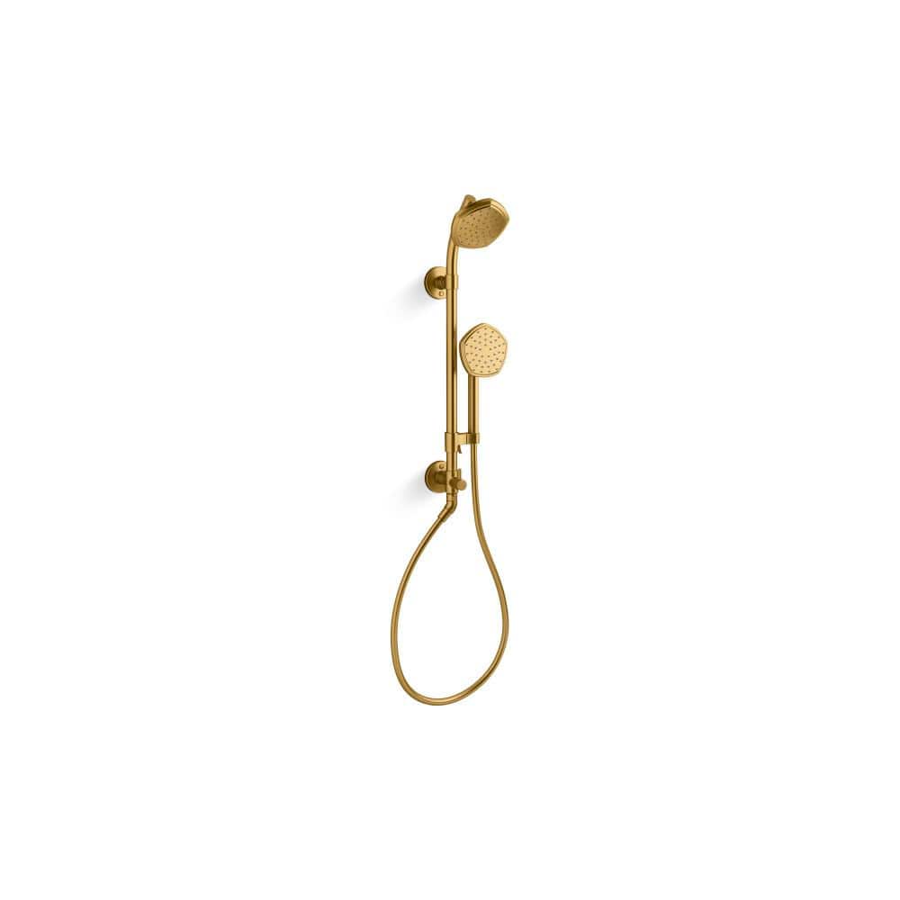 KOHLER Hydrorail-S Occasion Shower Column Kit with Showerhead And Handshower 1.75 GPM in Vibrant Brushed Moderne Brass (1)