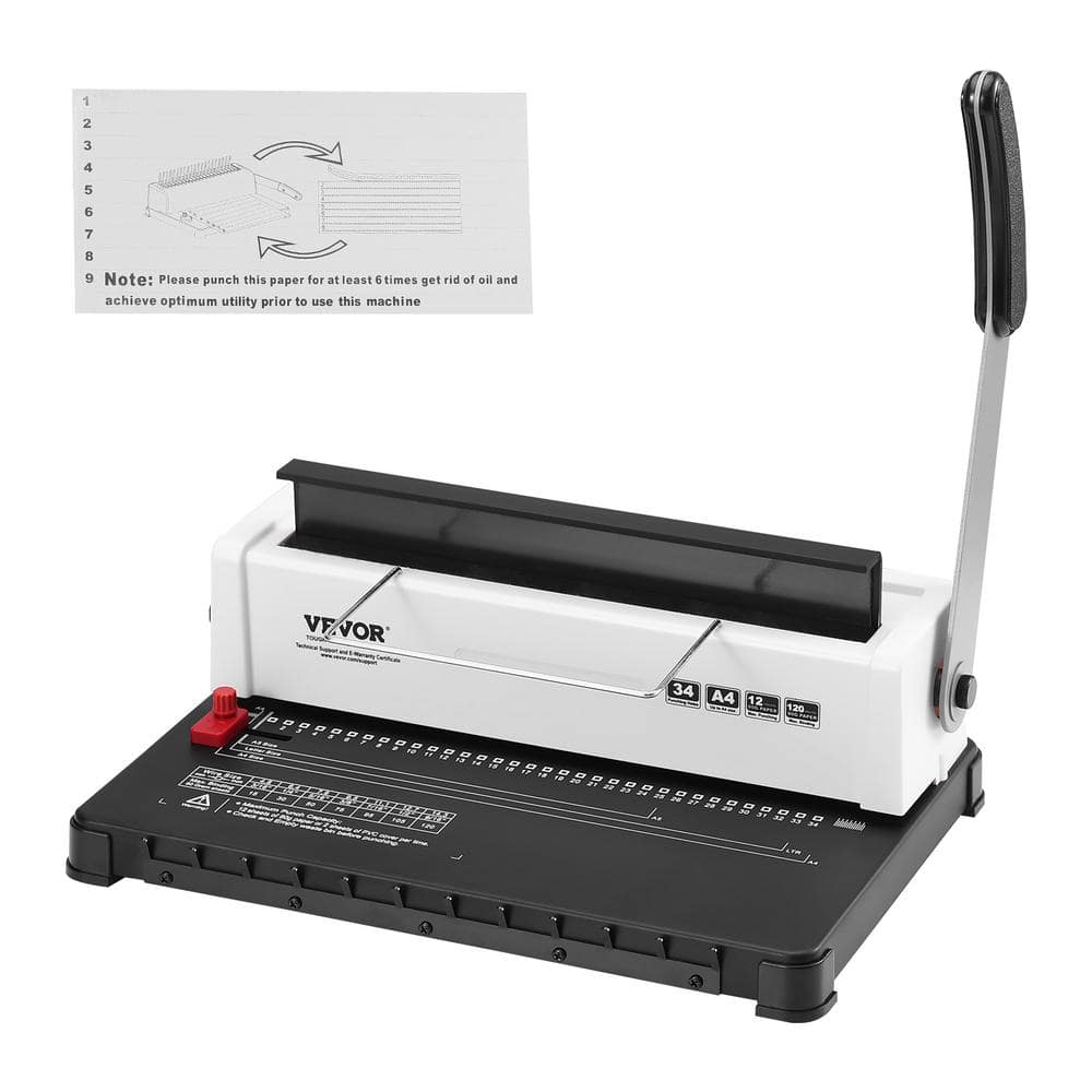 VEVOR Coil Spiral Binding Machine, Refurbished No Voltage Cordless Air Powered 2 in. Crown Press Punch Stapler with Air Hose (1)