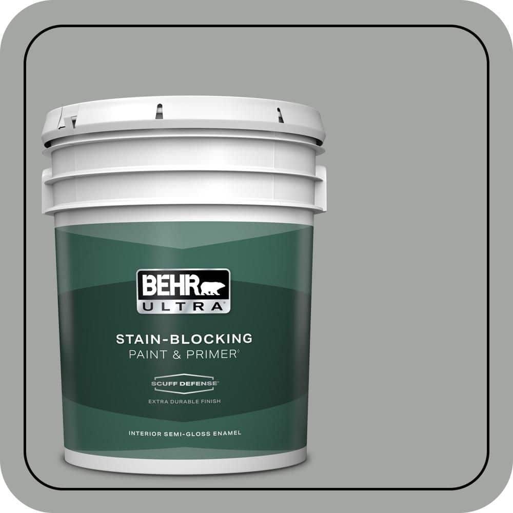 BEHR ULTRA 5 gal. #PPU25-04 Sharkskin Suit Extra Durable Semi-Gloss Enamel Interior Paint & Primer