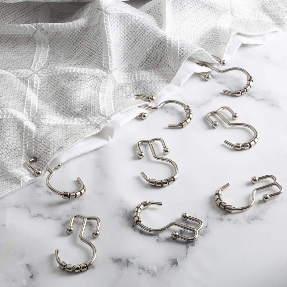 m MODA at home enterprises ltd. Metal ANNEX Shower Curtain Rings/Hooks 3 x 1.75 in. Brushed Satin (2)