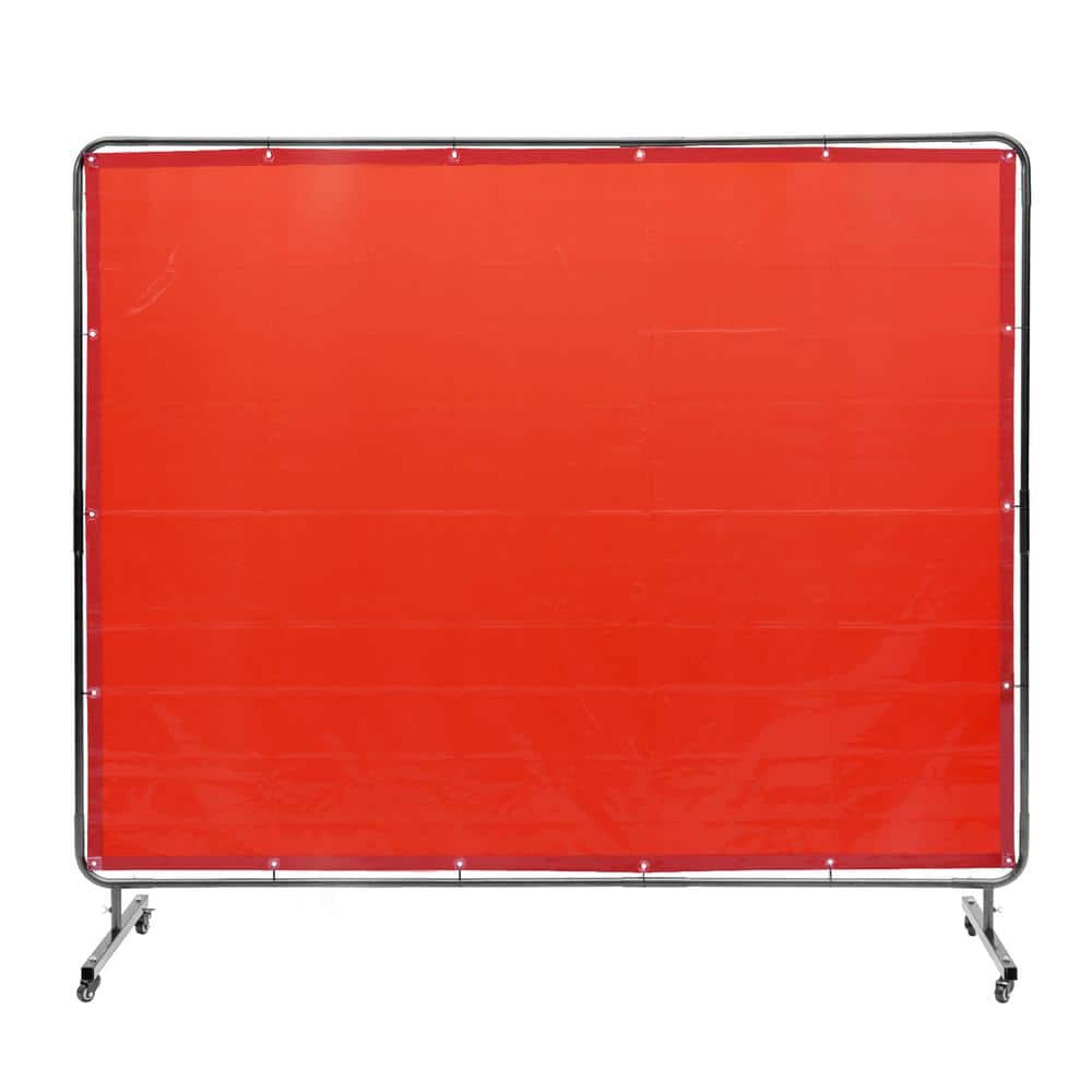 SKYSHALO Welding Screen with Frame, 6 ft. x 8 ft. Welding Curtain Screen, Flame-Resistant Vinyl Welding Protection Screen (1)