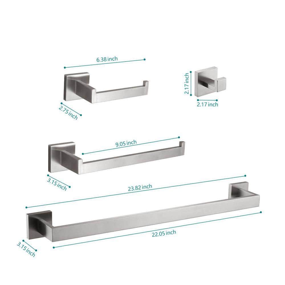 Aionor 4-Piece Bath Hardware Set with Towel Bar Toilet Paper Holder Towel Hook (2)