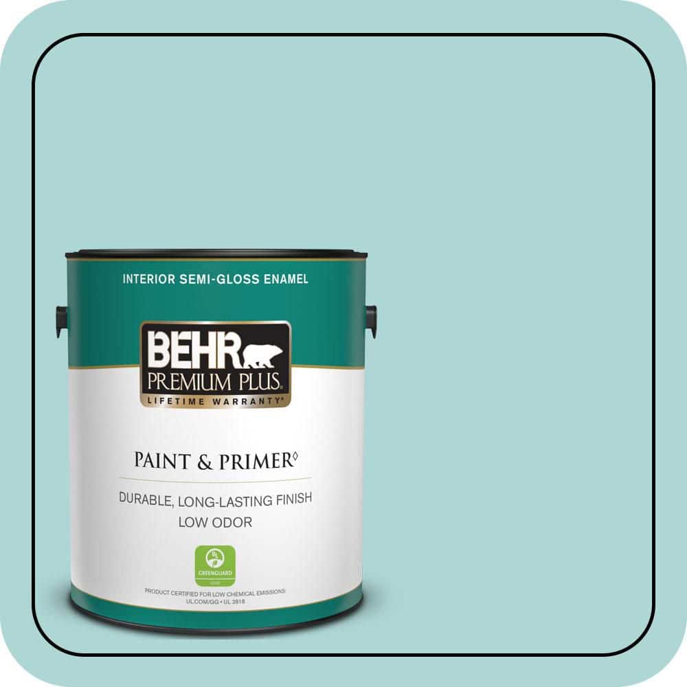BEHR PREMIUM PLUS 1 gal. #T12-19 Sugar Pool Semi-Gloss Enamel Low Odor Interior Paint & Primer