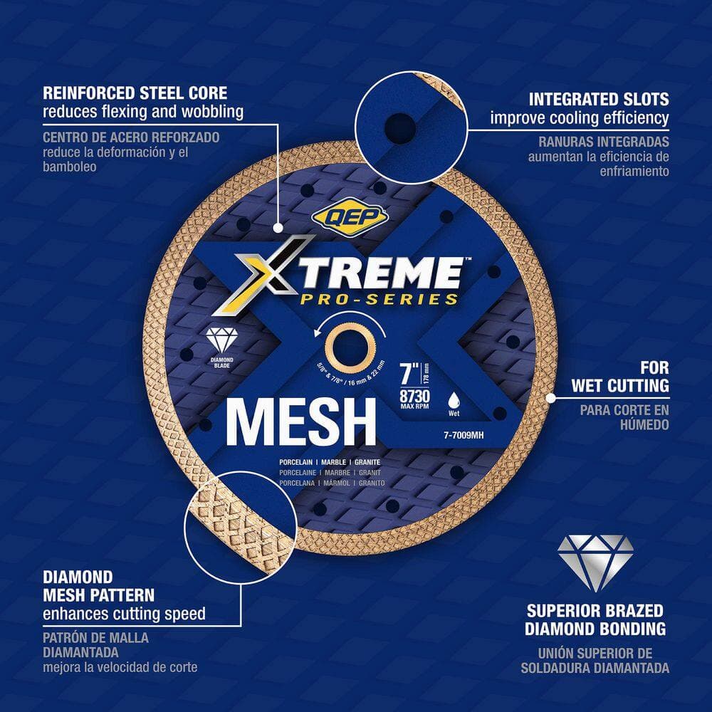 QEP Xtreme Pro Series 7 in. Mesh Diamond Blade Cuts Through Porcelain, Marble, Granite and Slate (2)
