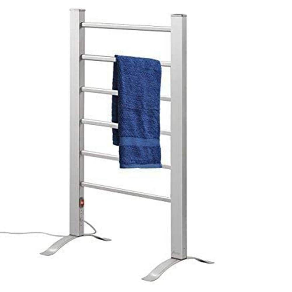 Unbranded 6-Stainless Steel Bars Freestanding or Wall Mounted Electric Heated Drying Towel Rack in Silver (3)