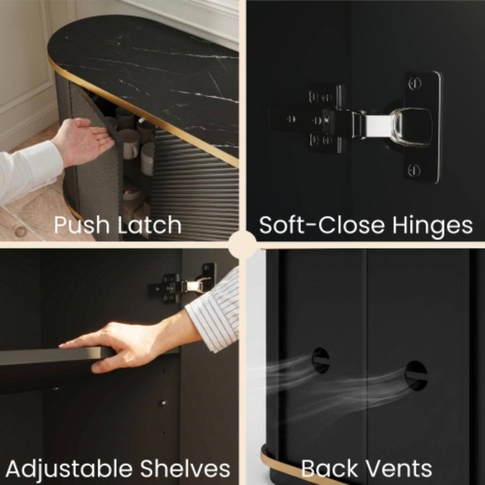 Unbranded 63 in. W x 17.8 in. D x 26 in. H Bathroom Black Linen Cabinet (3)