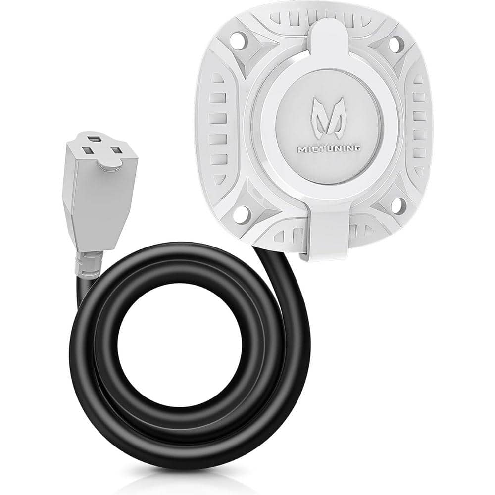 Lukyamzn 15Amp 125 Volt AC Port Plug with Integrated Heavy Duty Extension Cord and Water-Resistant Cap in White (1)